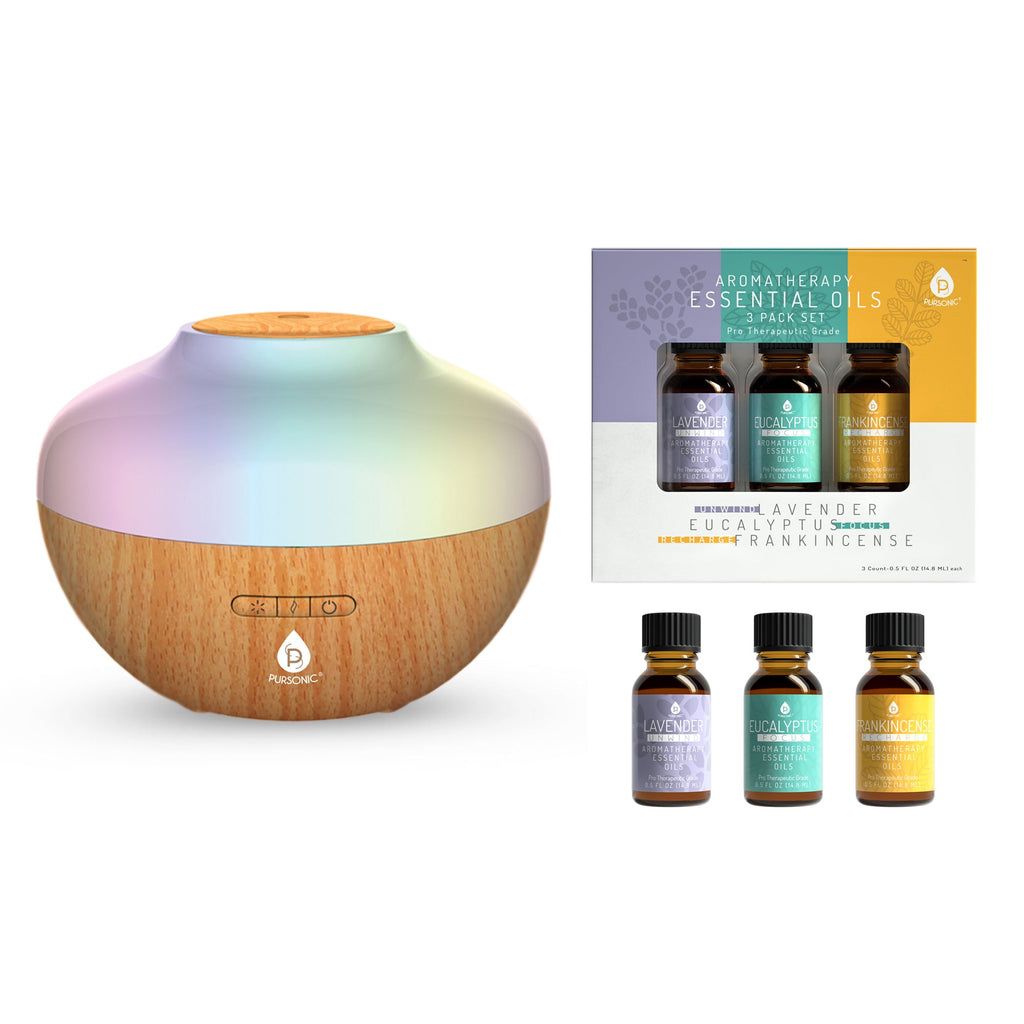 Sleep Sanctuary Bundle – Aromatherapy Diffuser + 3 Essential Oils